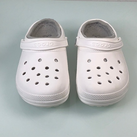 CROCS classic white Lined Dual Comfort clogs unisex size 10 women 8 men EUC - Picture 3 of 12